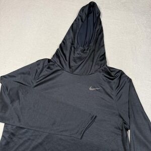Nike Dri-FIT Hooded Shirt Mens XL Navy Blue Long Sleeve Athletic High Neck